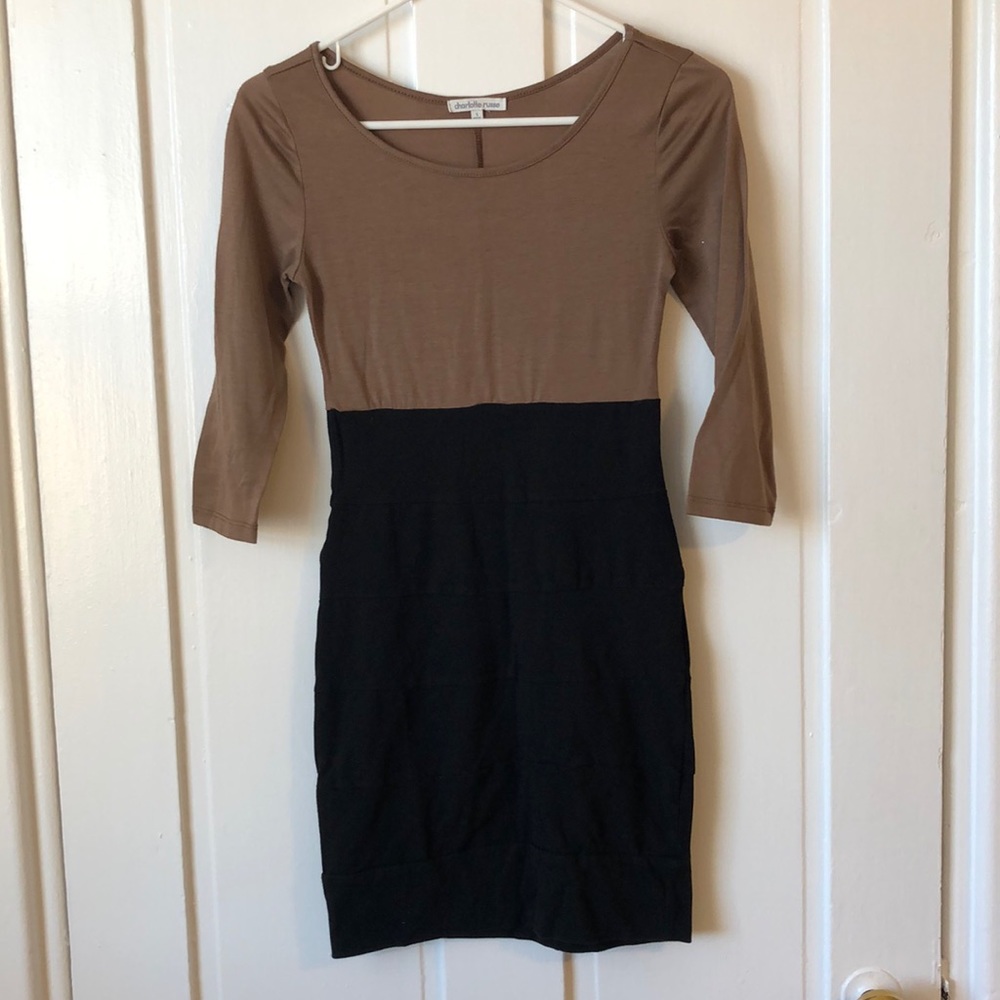 Charlotte Russe Midi dress. Black & brown long sleeve. Size small